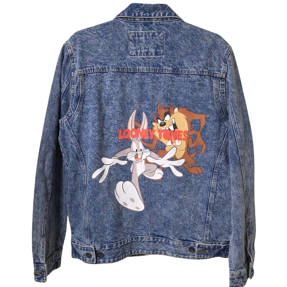 Members Only Looney Tunes Denim Trucker Jean Jacket Mens Size Medium